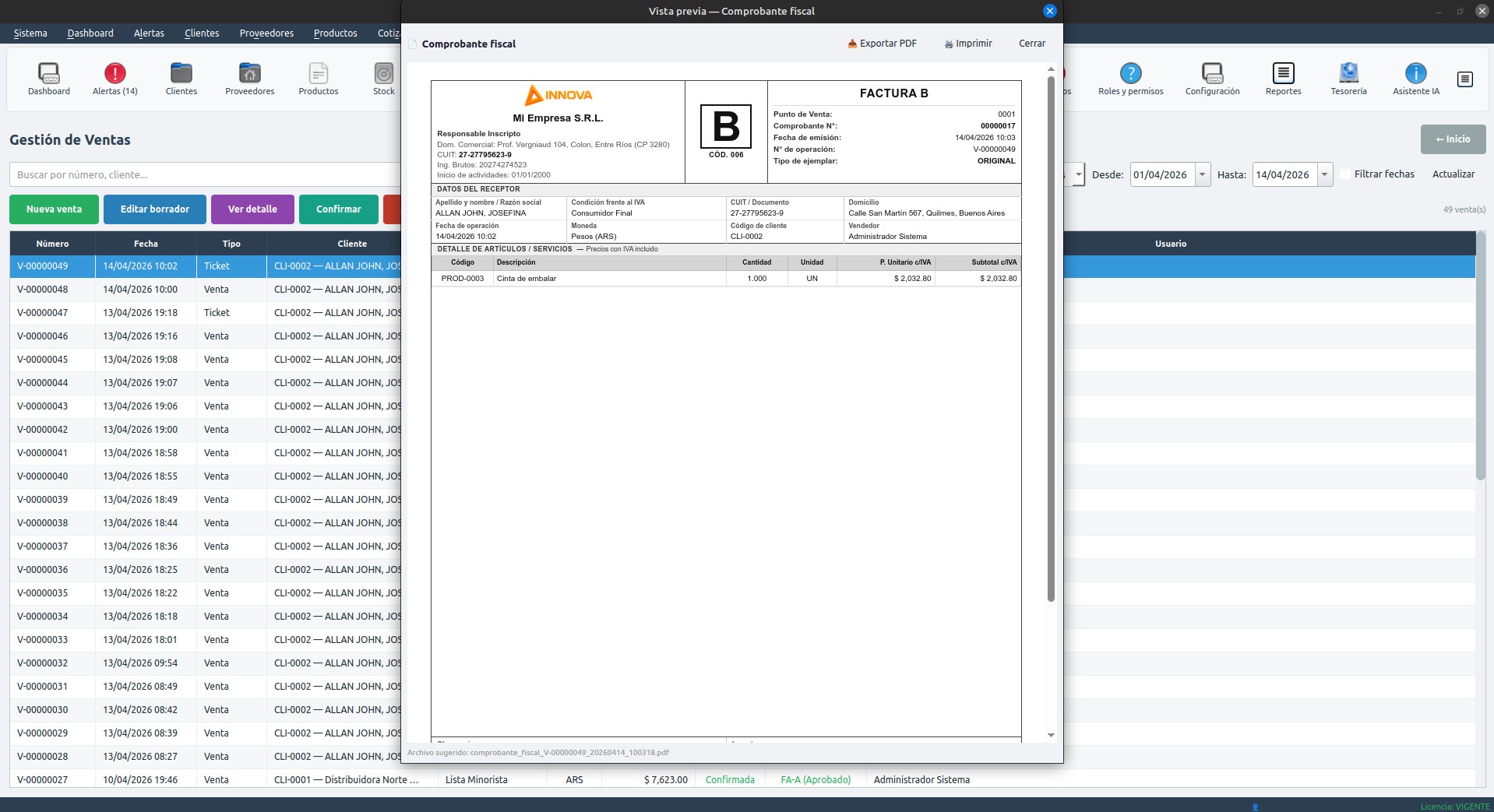 Facturación electrónica AFIP