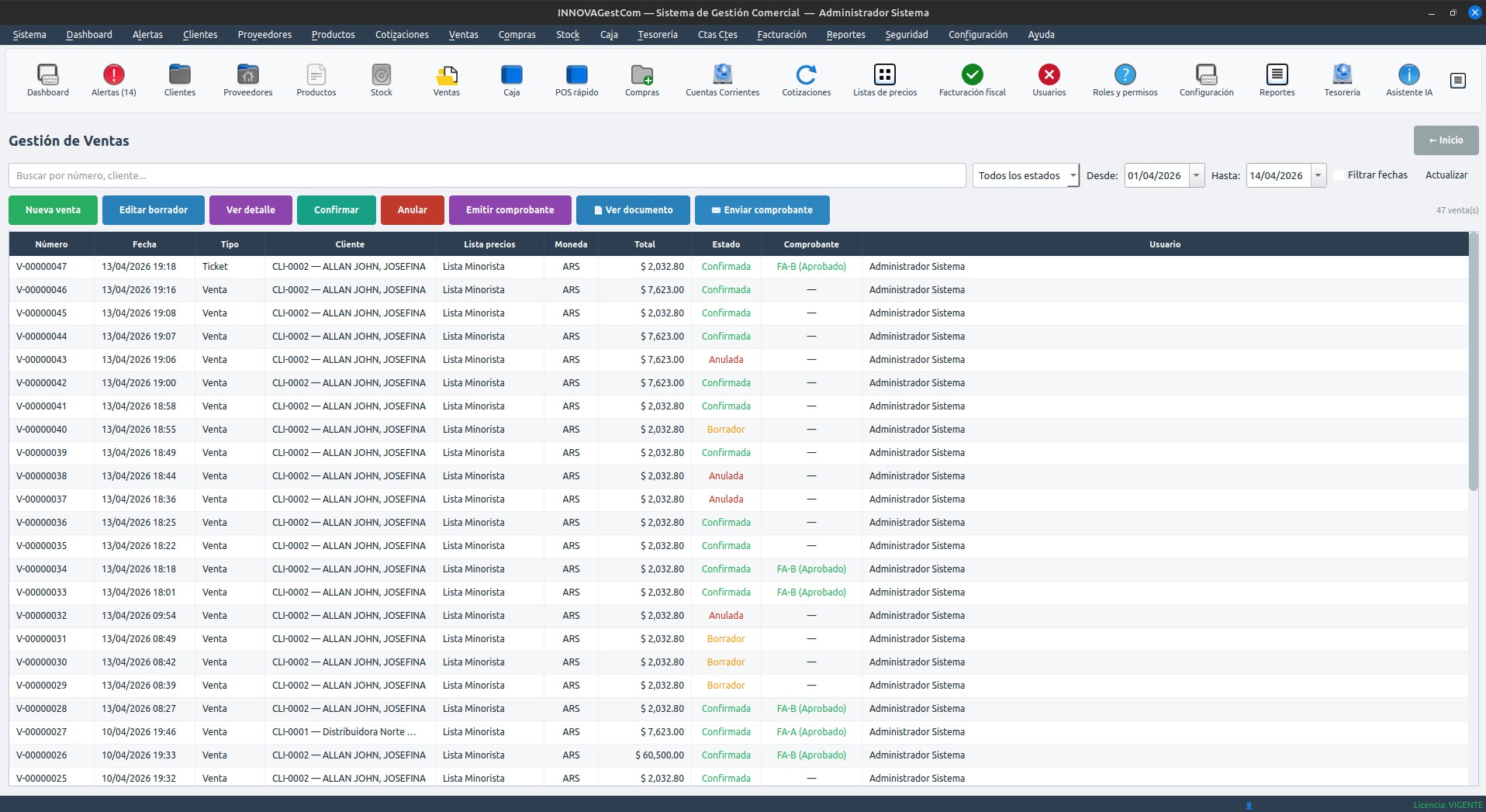 Gestión de ventas en INNOVAGestCom