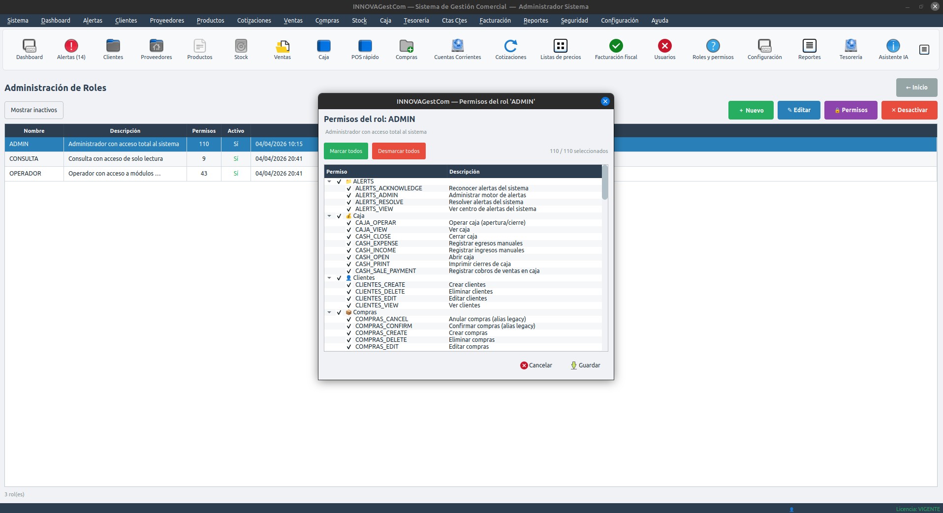 Control de usuarios y permisos